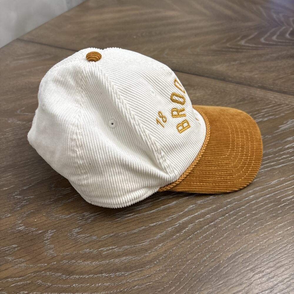 Mad Engine Corduroy Baseball Cap Gold and White Brooklyn NYC Hat - Picture 6 of 6